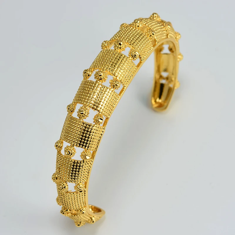 Annayoyo Ethiopian Gold Bangle Women Dubai Bride Bracelets African Color Jewelry Middle East Wedding Gift | Украшения и