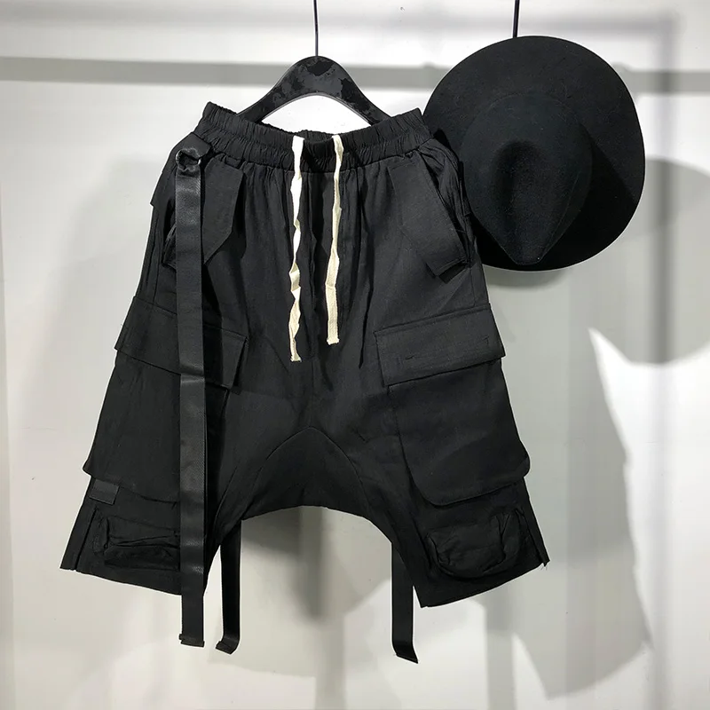 Owen Seak Men Casual Short Harem Gothic High Street Hip Hop Men's Cross Sweatpants Summer Streetwear Pant Men Loose Black Short Owen Seak Men Casual Short Harem Gothic High Street Hip Hop Men's Cross Sweatpants Summer Streetwear Pant Men Loose Black Short