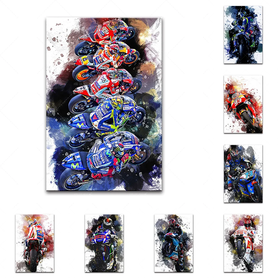 Home-Decor-Modern-Superstar-Motorcycle-Racing-Star-Posters-Canvas-Painting-Print-Modular-Wall-Art-Picture-Living