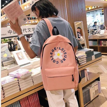 

Backpack Japanese Fresh And Lovely Flower Backpack Female Fashion Personality Canvas Student Bag Zipper Backpack*