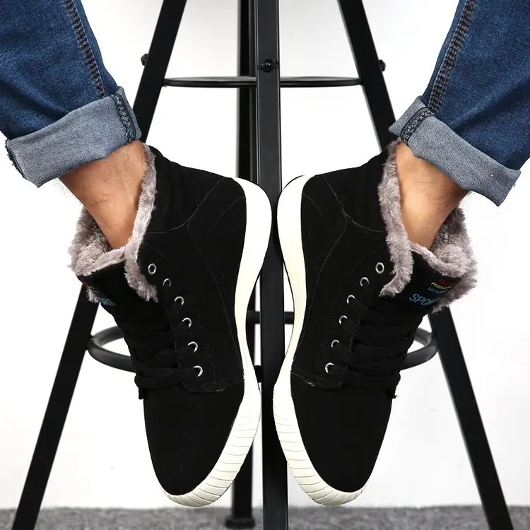 Men ankle boots matte PU snow warm shoes male man lace up shoe men's winter autumn booties sapato feminino chaussure M0173