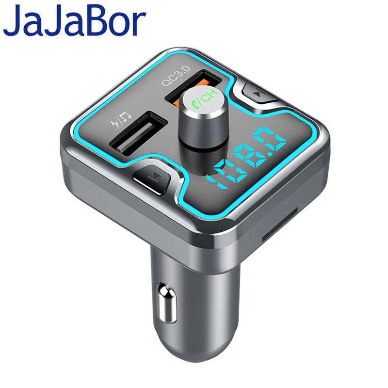 JaJaBor, fm-передатчик, fm-модулятор, Bluetooth 5,0, громкая связь, вызов, Bluetooth, автомобильный комплект, QC3.0, быстрая зарядка, Автомобильный MP3 аудио плеер