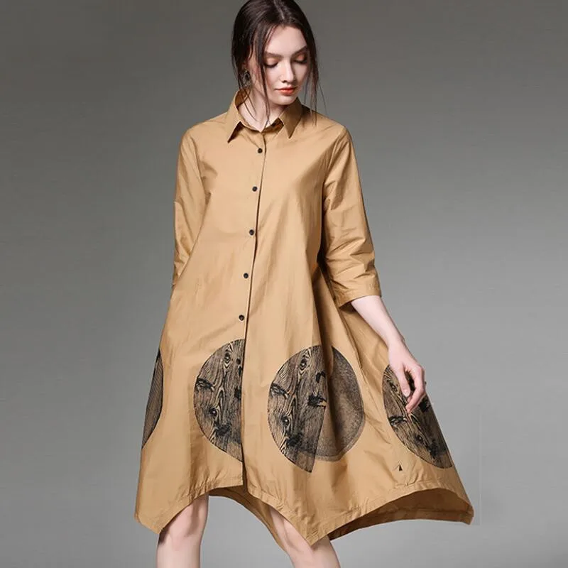 

Free Shipping JRY New Autumn Fashion Tops Women Single-breasted Printing Shirt Lady Irregular Long Casual Blouse Black/Khaki