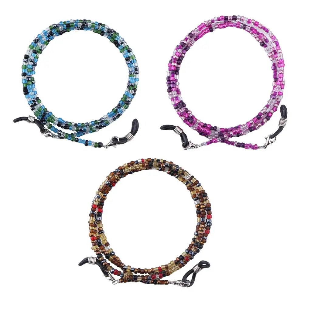 Glass Bead Eye Glasses Eeywear Chain Necklace Lanyard Rope 27' Glasses Cord