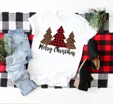Joyeux arbre de noël imprimer femmes t-shirt coton décontracté drôle t-shirt cadeau pour dame Yong haut pour fille t-shirt PM-105(China)