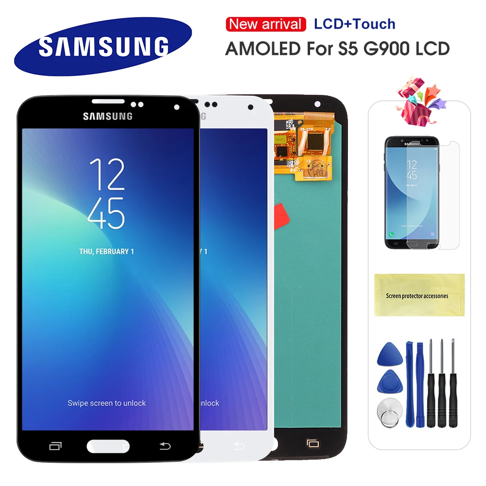 S5 ЖК-дисплей для samsung Galaxy S5 I9600 G900 G900A G900F ЖК-дисплей сенсорный экран сборка Замена Super AMOLED для S5
