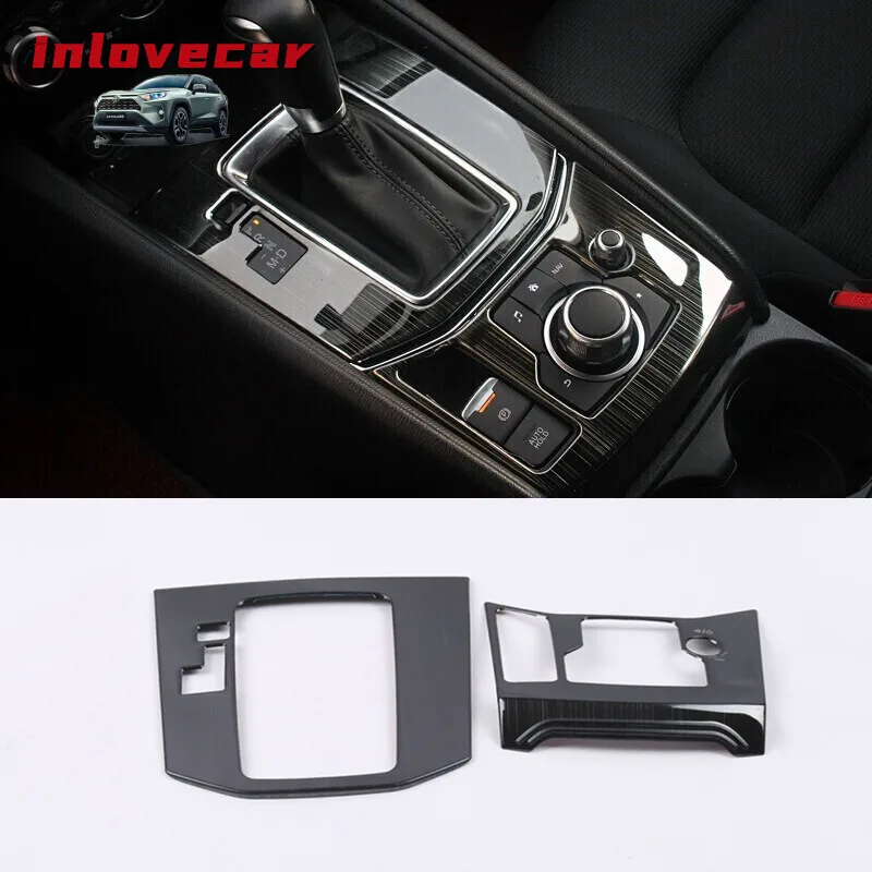 

Central Control AT Gear Panel Trim Covers Interior Stainless Steel Decoration For Mazda CX-5 CX5 CX 5 2017-2020 Accessories 2pcs