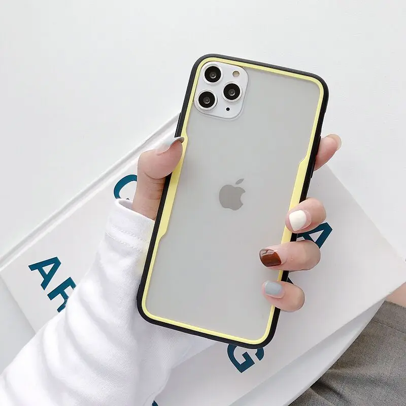 Противоударный цветной бампер Прозрачный чехол для телефона для iPhone 11Pro Max XR XS Max 8 7 6 6S Plus жесткий прозрачный чехол для iPhone 11 - Цвет: T2