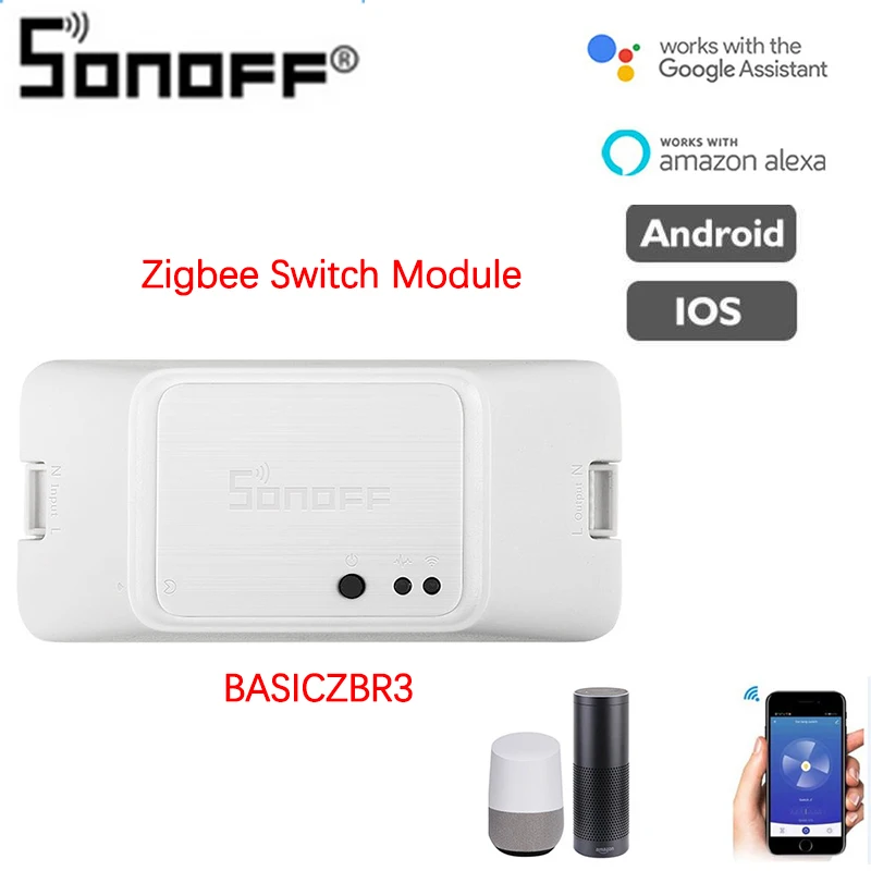 Коммутационный модуль SONOFF BASICZBR3 через приложение SmartThing с дистанционным
