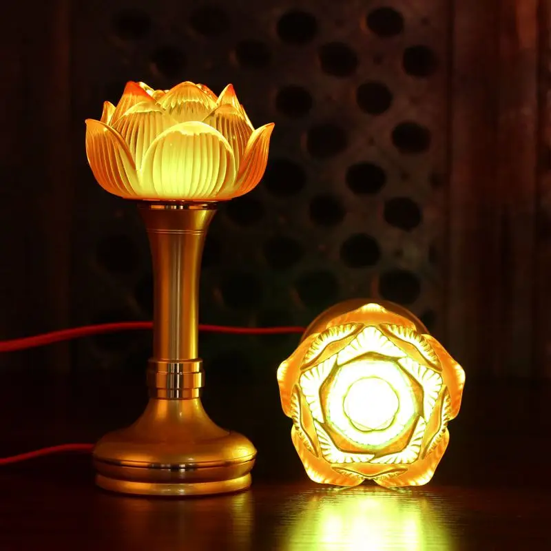 Lotus Flower маленькая лампа Будды светодиодный сплав и цветной глазированный