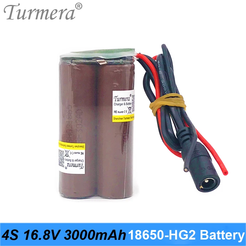 4S 16. 8V 14.4V 3000mAh Reachargeable Lithium Battery Pack INR18650-HG2 3000mAh 30A Battery Cell with 4S 40A BMS for Screwdriver Battery 01