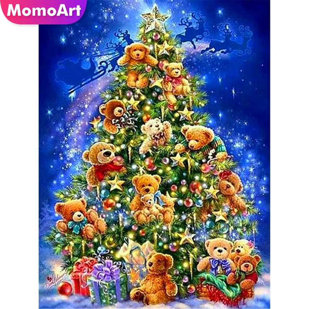 

MomoArt Diamond Painting Cartoon Mosaic Christmas Tree Diamond Embroidery Full Square Rhinestone Handwork Home Decoration