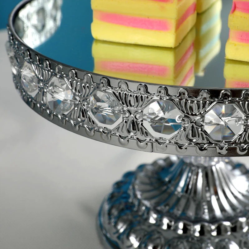 Silver cake stand Wedding Dessert Tray Cake Stand Cupcake Pan cake display table decoration Party mirror stand 1-3pcs