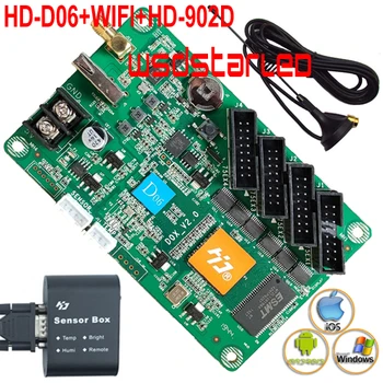 

HD-D06+WIFI+HD-902D Temperature+Humidity+Brightness sensor WIFI Full color led display control card