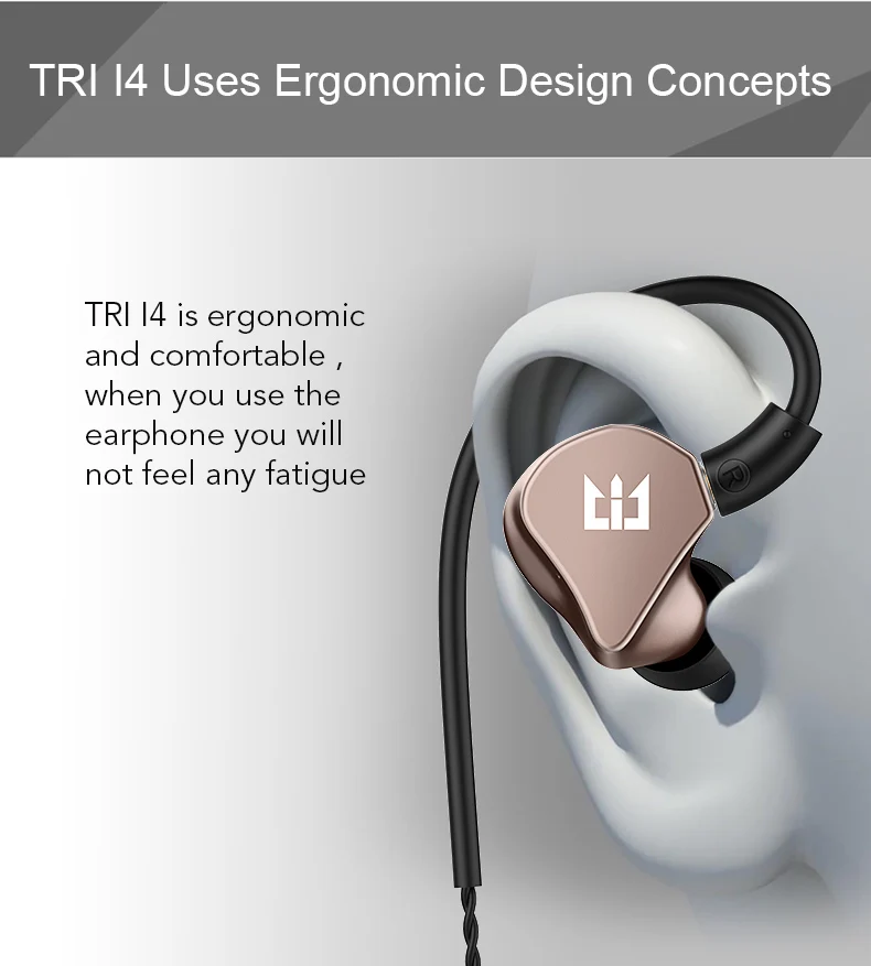 TRI I4 1BA+ 1DD гибридные наушники-вкладыши для бега, спортивные технологии, HIFI бас наушники, DJ металлические наушники для ZS10 AS10