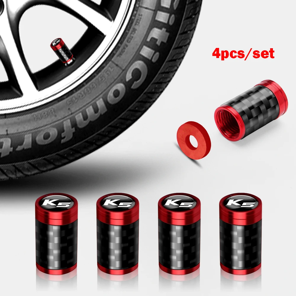Carbon fiber 4pcs Auto Tire Valve Cap Car Airtight Wheel For KIA Soul Optima K K5 K6 K9 Q3 A4L A1 A2 ATS Accessories | Автомобили и