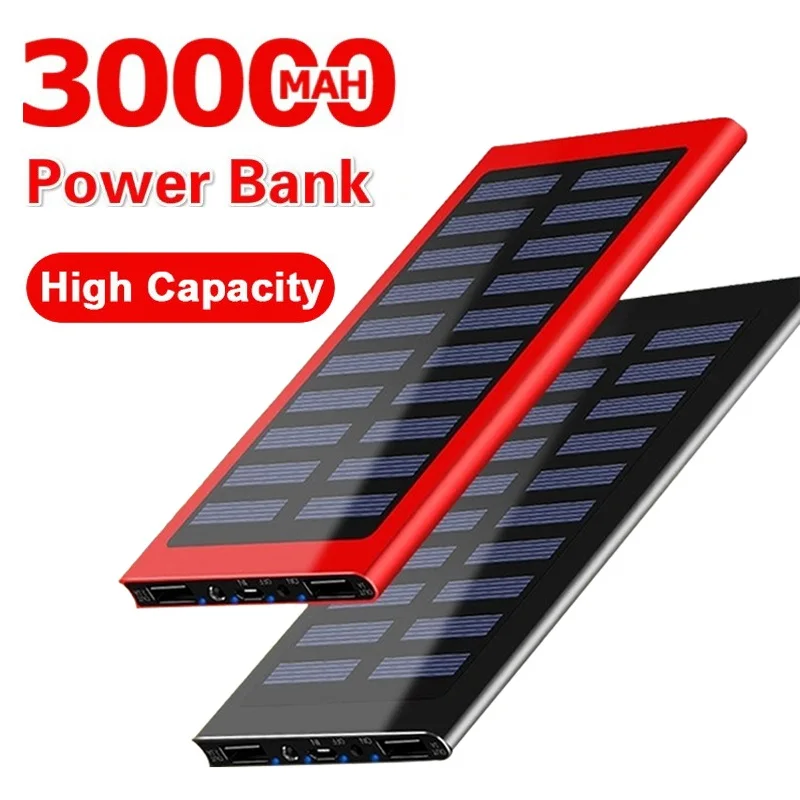 30000mAh внешний аккумулятор Солнечная большая емкость Ультра тонкий 9 мм с