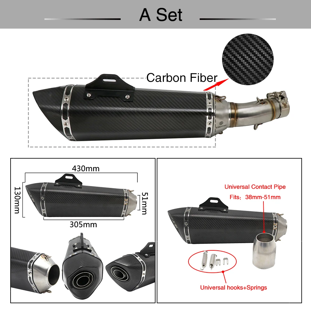 Глушитель выхлопной трубы SCL Racing 51 мм из нержавеющей стали для Kawasaki NINJA400/Z400 2017