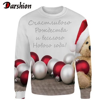 

Christmas 3D digital print pullover Christmas new round neck long sleeve loose large size couple