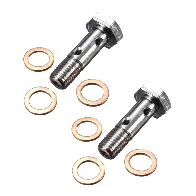 

2Pc M10 Motorcycle Brake Caliper Master Cylinder Stainless Double Banjo Bolt New