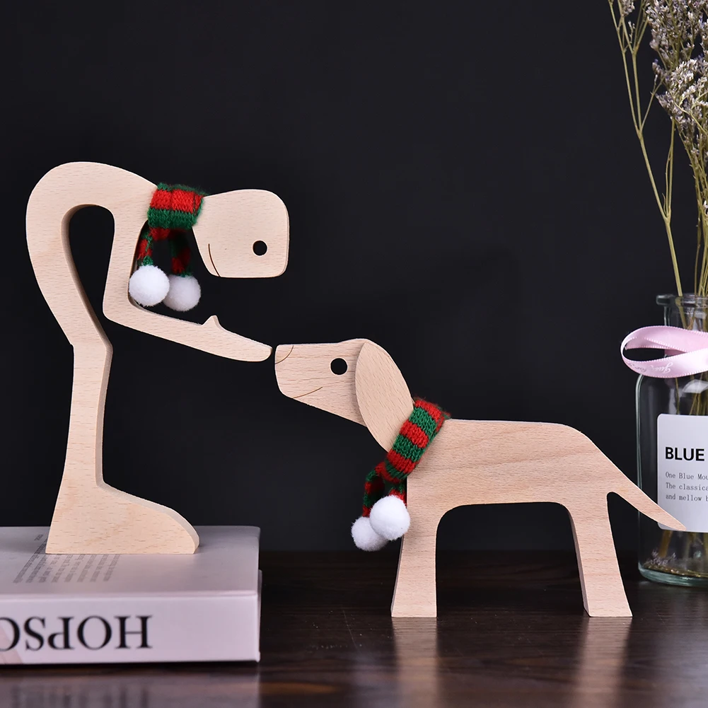 Pet Decorations Craft Wooden Dog Cat Doll Ornaments Carved Model Home Office Ornaments Creative Love Pets Dropshipping