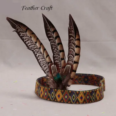A2 Indian Feather Headband Pheasant Hair Decorated African Emirates Hat Catwalk Show Performance Props Feather Headcraft Headdress - Цвет: A2