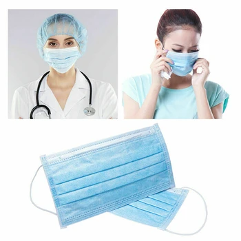 

50pcs 3 Layer Disposable Dust Filter Non Woven Disposable Face Mask Safety Elastic Facial Dust-Proof Safety Masks