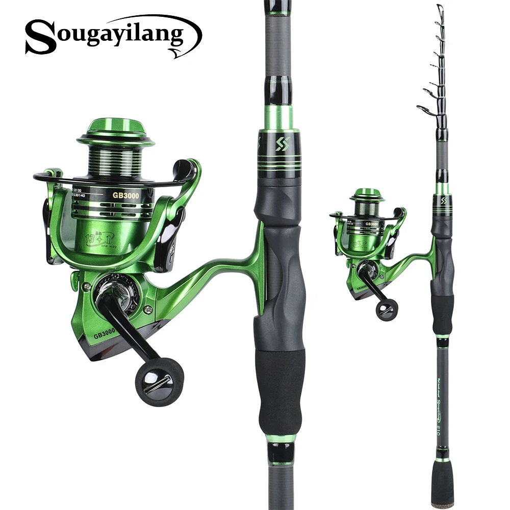 

Sougayilang Spinning Fishing Rod and Spinning Reel Carbon Fiber Spinning Fishing Pole with 13+1BB Spinning Reel