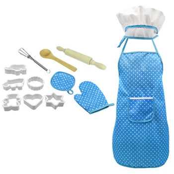 

13pcs Children Chef Set Play House Cooking Baking Set Kids Chef Role Play Set Apron Hat Biscuit Mold