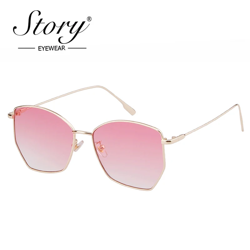 

STORY 2018 New Irregular Polygon Sunglasses Women Brand Designer Vintage Skinny Metal Frame Sun Glasses Unisex UV400 Eyewear