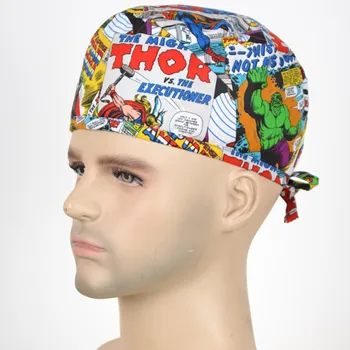 

Men print medica cap in 100% with tie back band for most of the men head