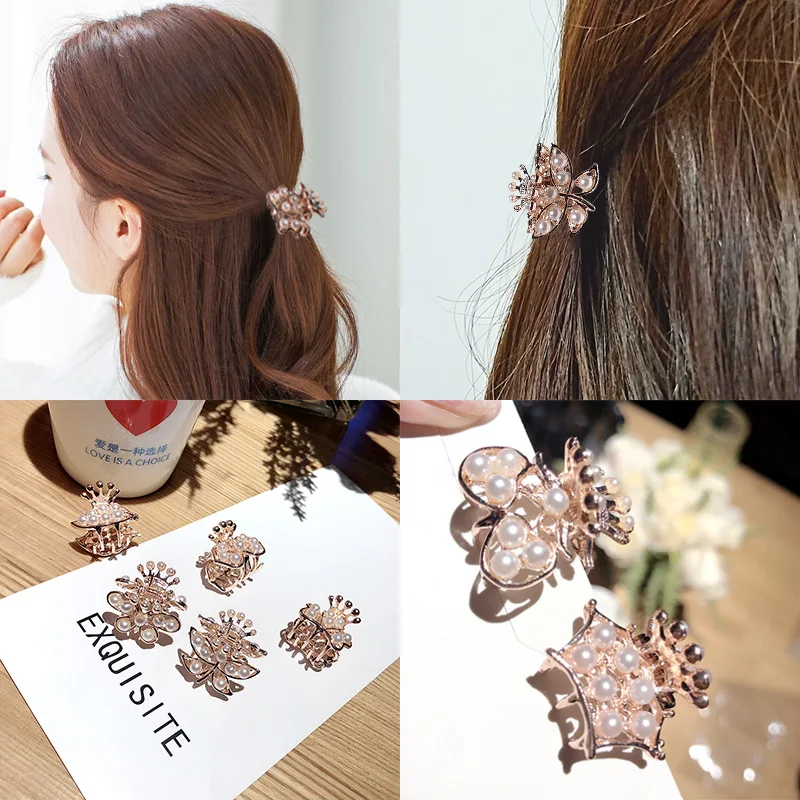 

Women Elegant Vintage Pearls Flower Small Hair Claws Sweet Headband Hair Clip Hairpin Hair Holder Fashion Hair Accessories T0394
