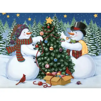 

Diamond-Painting Full Drill 5D Set Cross Stitch Snowman Christmas tree Stitch Kits Decor Gifts Kits Art