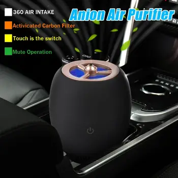 

USB Car Air Purifier PM2.5 Negative Ion Generator Negative Ion Black Deodorant Smoke Formaldehyde Haze for Home Office Car