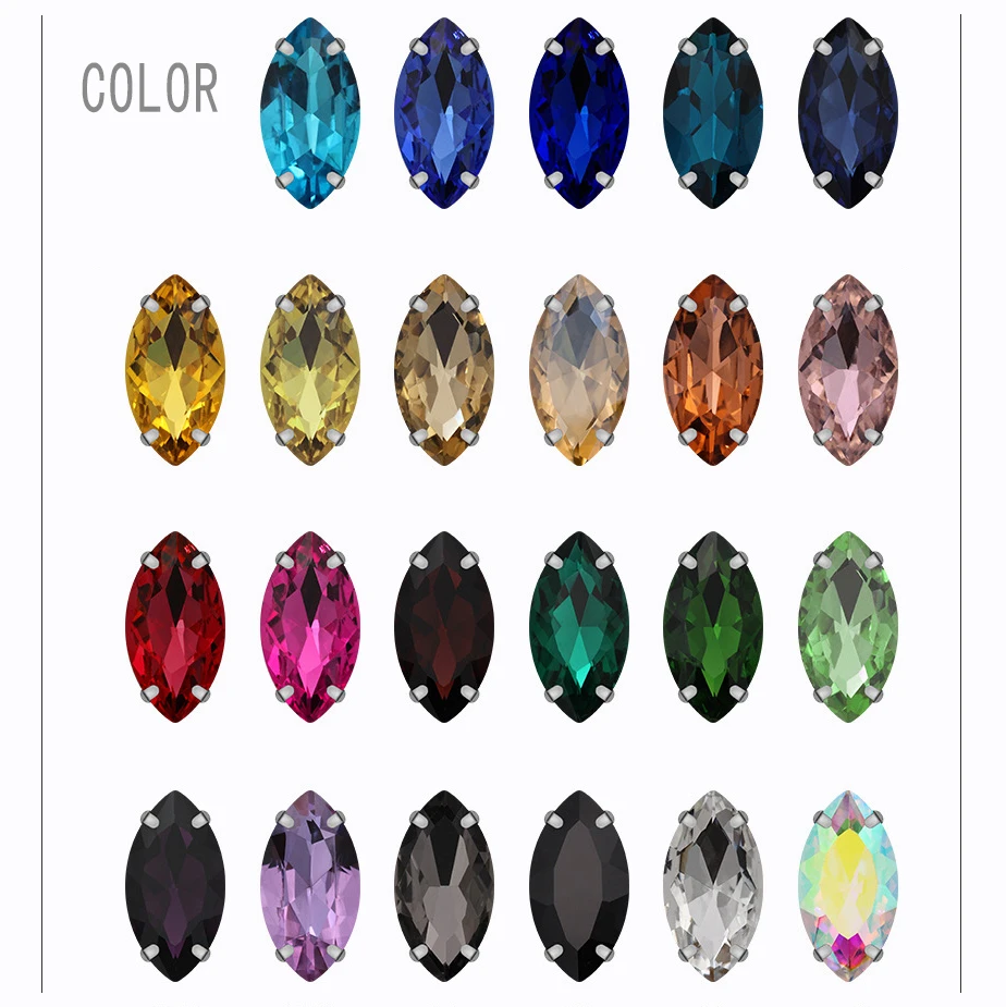 

Glitter Horse Eye Sew on Rhinestones For Clothes Strass Rhinestone applique Crystal With Silver Claws Rhinestones for Needlework