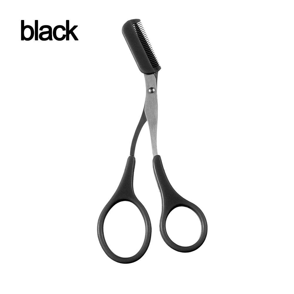 Eyebrow Trimmer Scissors With Comb Remover Makeup Tools Hair Removal Grooming Shaping Shaver Trimmer Eyelash Makeup Scissors - Цвет: black