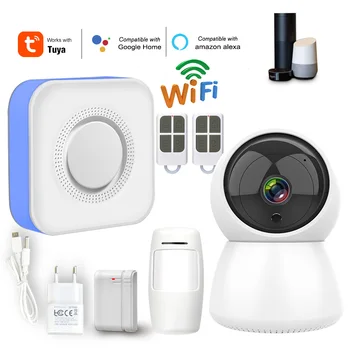 

WiFi Home Burglar Alarm System 433MHz Wireless Strobe Siren Alarm Compatible With Alexa Google Home IFTTT Tuyasmart Smart Life