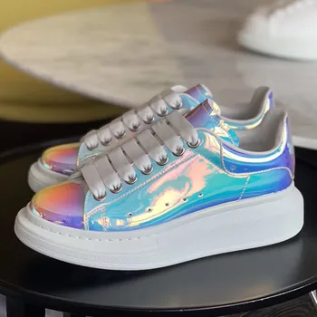 

Prova Perfetto Spring Popular Flat Women Shoes Genuine Leather Round Toe Sneakers All-match Thick Bottom Running Shoes Sneakers