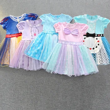 

Disney Kids Dresses for Girls Alice Princess Dress Christmas Halloween Cosplay Party Children's Clothing Elegant Cartoon
