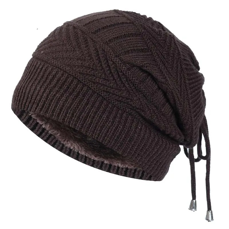 mens leather bomber hat New product autumn and winter multi-purpose pleated woolen hat, ladies outdoor plus cashmere knitted hat, warm hat, pullover hat sheepskin flying hat