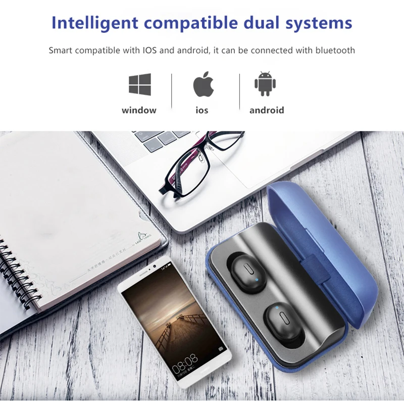 AKEY Bluetooth наушники TWS T1 Pro, гарнитура 5,0, беспроводные наушники, стерео гарнитура с микрофоном, наушники, водонепроницаемая зарядная коробка