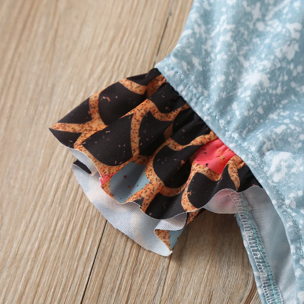 Новинка, детский купальник, без рукавов, на бретельках, бикини, рыбья чешуя, оборка, оборки, раздельный, выдвижной, Модный Купальник L1216