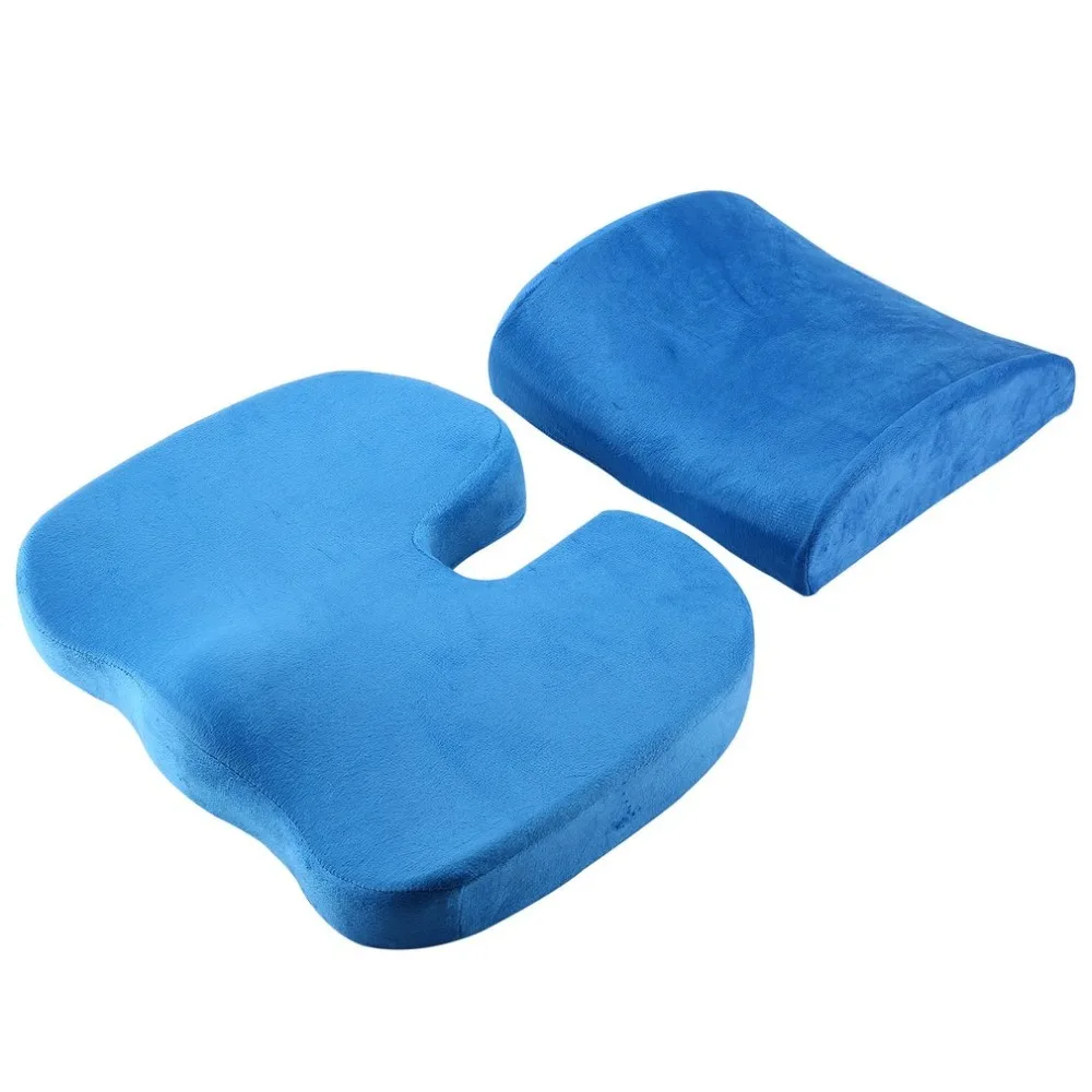 2PCS/SET Comfortable Memory Foam Orthopedic Seat Cushion Waist Back Support Set for Home Office Health Care Cushion