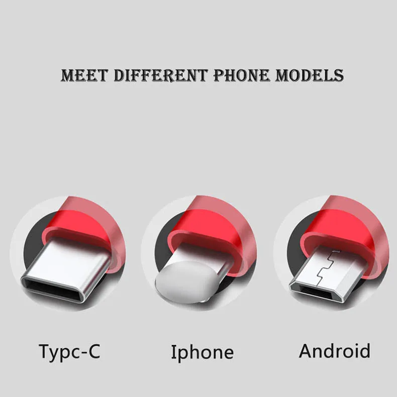 3 in1 Retractable USB Cable Type-c Charging line 100cm Coiled Data Line For iPhone&Android Fast Charging