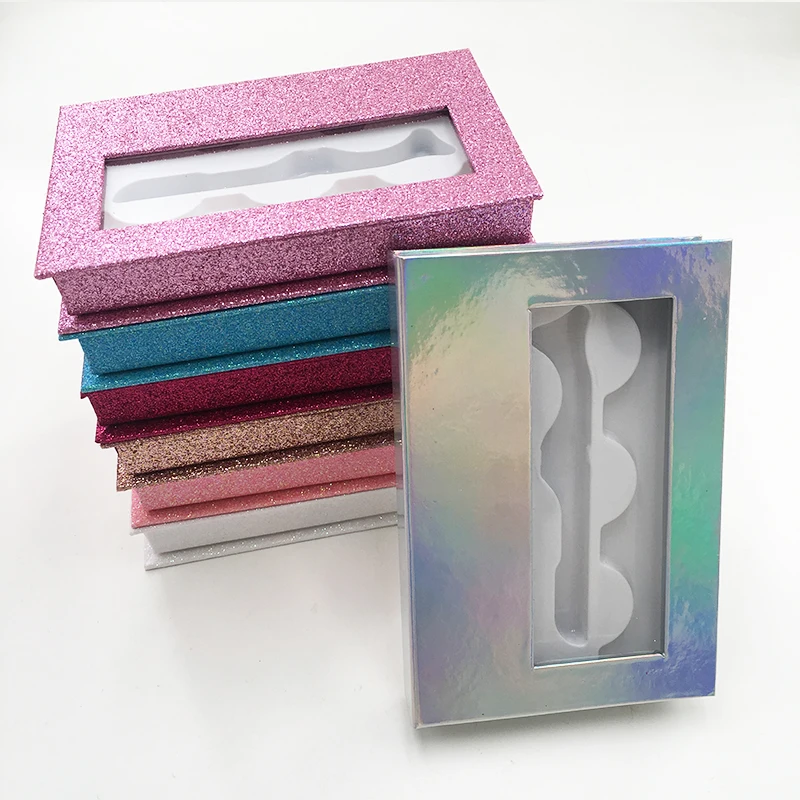 Eyelashes box 3 pairs lashes box with tweezers colorful dramatic lashes book wholesale custom 3D mink lashes vorder supplier 6