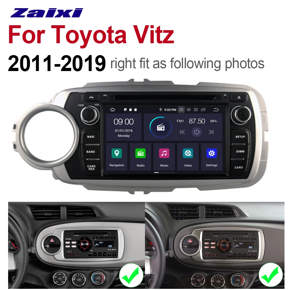 Автомобильный dvd на основе Android для Toyota Vitz 2001 2003 2005 2008 2010 2012 2015 2016 2017 2018 2019 GPS