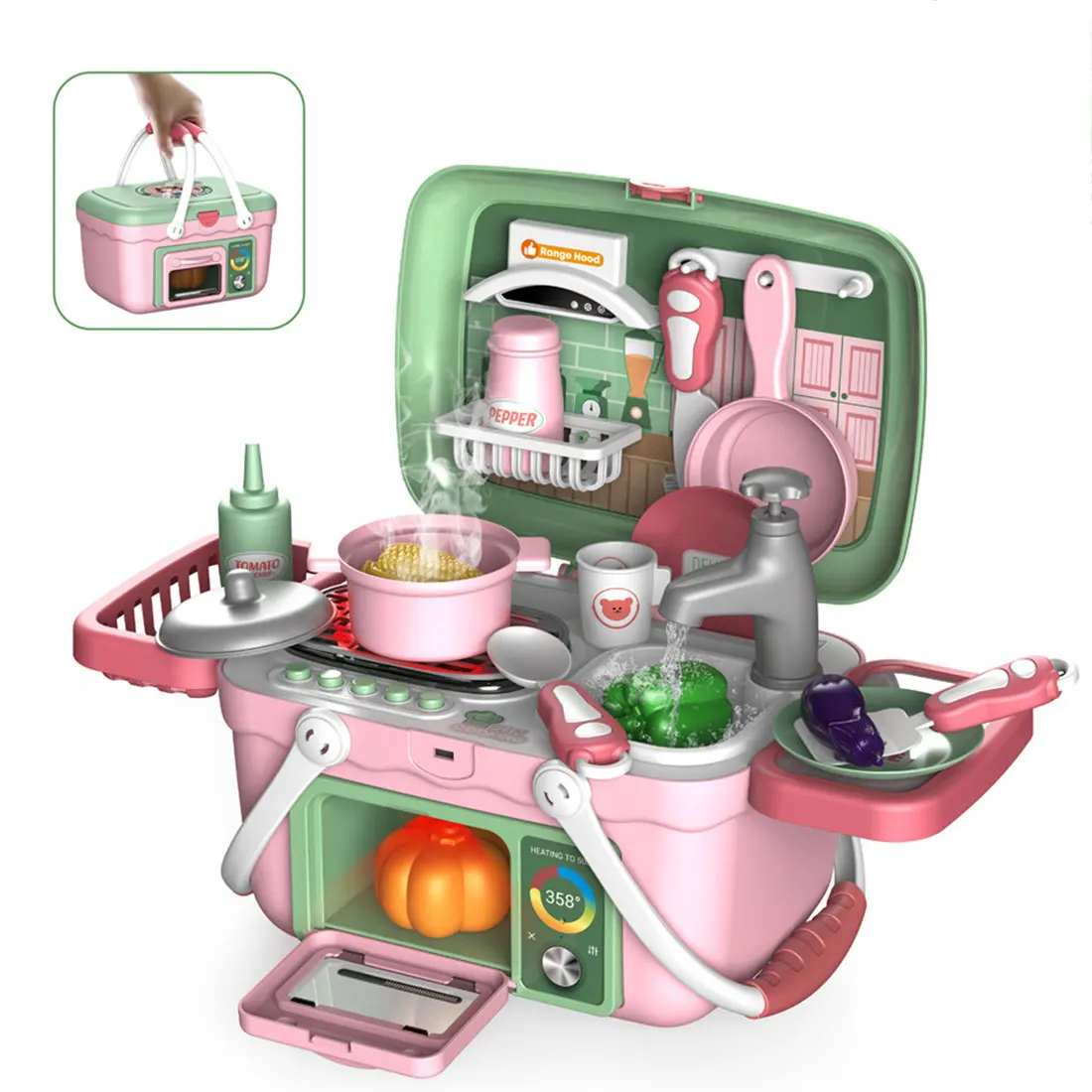 

Rowsfire 18Pcs Children Pretend Play Hand Basket Set Simulation Kitchen Cooking Toy