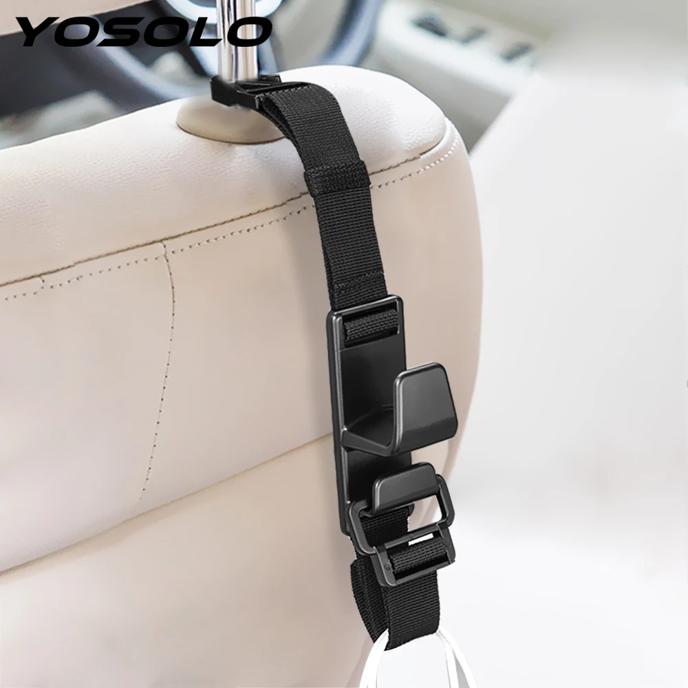 YOSOLO 1 Piece Universal Car Seat Back Hook Adjustable Auto Fastener Clip Grocery Bag Hanger Holder Car Headrest Hanger