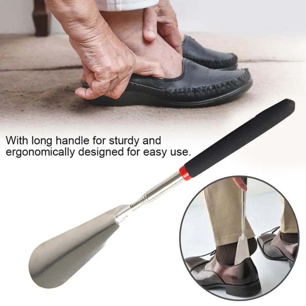 Flexible Long Handle Shoehorn Stainless Steel Shoe Horn 60cm Shoe Lifter Tool KW