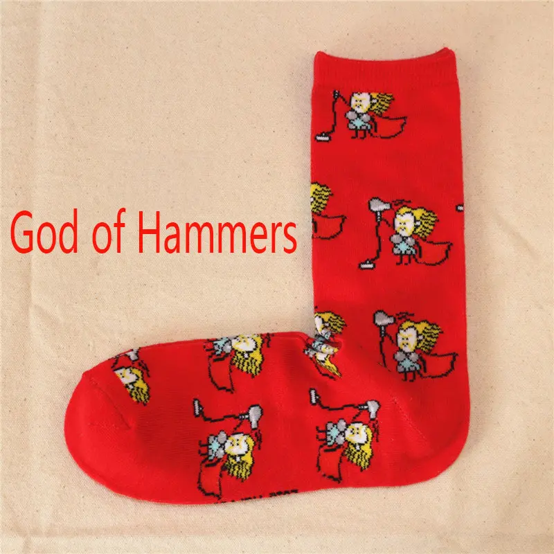 God of Hammers Железный Для мужчин носки Капитан Америка сапоги до колена высокие сапоги теплая, с вышитым рисунком противоскользящие Повседневное носки герой комиксов Marvel общего носки с персонажами из мультфильмов - Color: God of Hammers